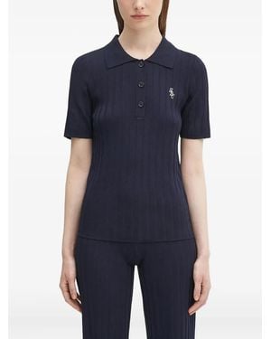 Sporty & Rich Ribbed Polo Shirt - Blue