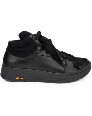 Yohji Yamamoto Lace-Up Leather Trainers - Black