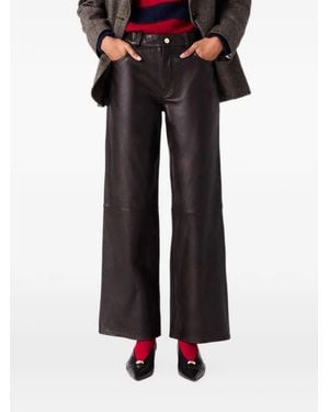 Maje Leather Pants - Grey