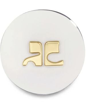 Courreges Bague Ac À Plaque Logo - Blanc