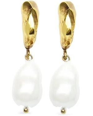 Erdem Pendientes Con Colgante De Perla - Metálico