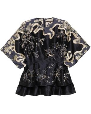 Biyan Embellished Taffeta Blouse - Black