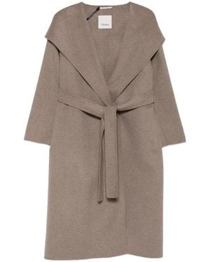 Max Mara Hooded Belted Coat - Natural