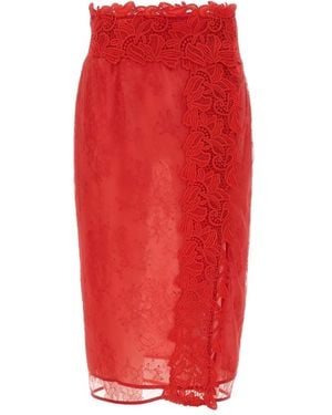 Blumarine Falda con bordado floral - Rojo