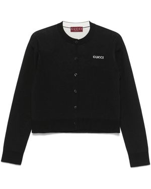 Gucci ロゴインターシャ カーディガン - ブラック