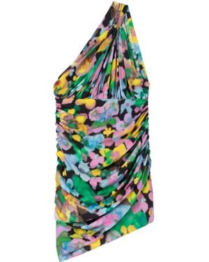 AZ FACTORY X Lutz Huelle Ava Floral-Print One-Shoulder Minidress - White