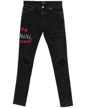 Amiri Jeans Con Ricamo Ed Effetto Vissuto - Nero