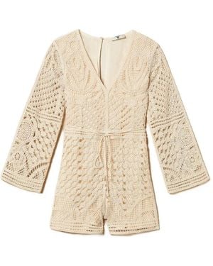 Twinset Crochet-Knit Jumpsuit - Natural