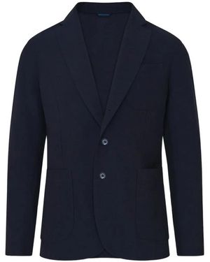 Patrick Assaraf Single-Breasted Seersucker Blazer - Blue