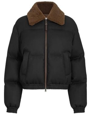 Brunello Cucinelli Shearling-Collar Down Jacket - Black