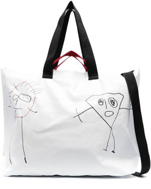 Plan C Large Pili And Bianca Tote Bag - White