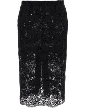 Ermanno Scervino Floral-Lace Midi Skirt - Black