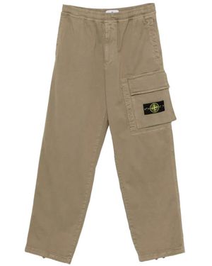 Stone Island Logo-Patch Cargo Trousers - White