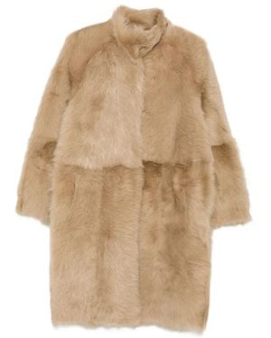 Nour Hammour Midi Shearling Coat - Natural