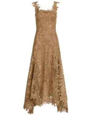 Oscar de la Renta Dominican Landscape Guipure Dress - Natural