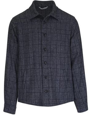 Fedeli Checked-Pattern Shirt Jacket - Blue