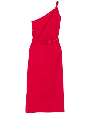 Twinset Belted One-Shoulder Midi Dress - Red