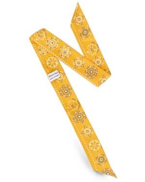 Mont Kiji Floral-Print Silk Wristband - Metallic