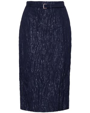 Adam Lippes Rei Belted Crinkled-Effect Skirt - Blue
