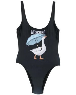 Moschino Logo-Print Swimsuit - Black