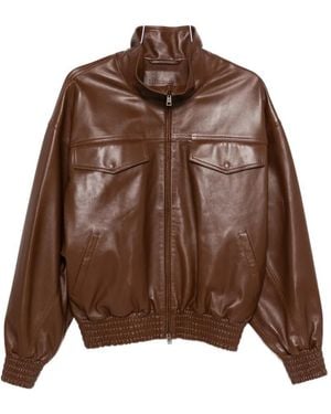 Balenciaga High-Neck Zip-Up Jacket - Brown