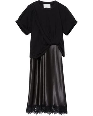 3.1 Phillip Lim Knot Lace Trim Midi Dress - Black