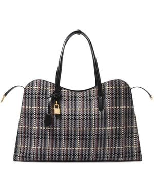 Stella McCartney Checked Woven Tote Bag - Black