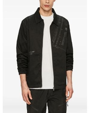 Caterpillar Reißverschluss-Hemdjacke mit Engineering-Print - Schwarz