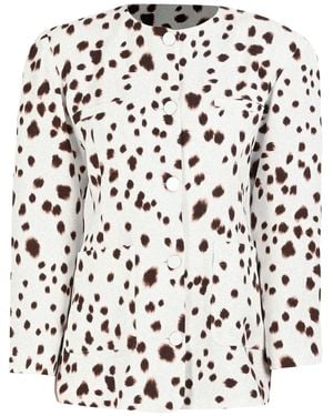 ROWEN ROSE Dalmatian-Pattern Button-Fastening Jacket - White