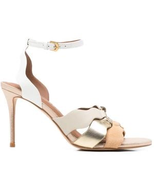 Kurt Geiger Scalloped-Edge Buckled Sandals - White
