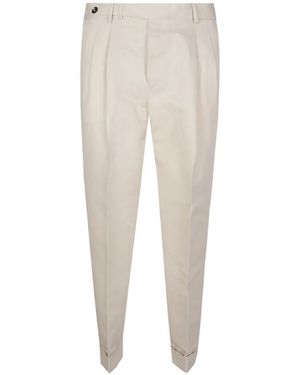 PT Torino Pleated Linen Trousers - White