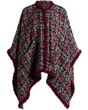 Etro Capa Con Ribete De Pompón - Azul