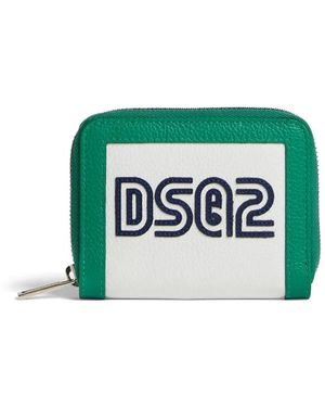 DSquared² Logo-Embroidered Leather Wallet - Green