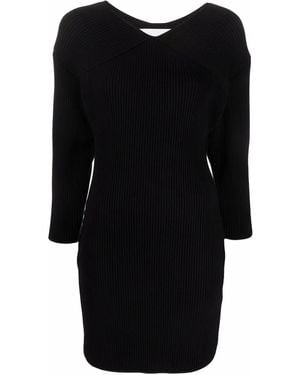 Rodebjer Ribbed-Knit V-Neck Dress - Black