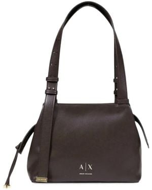 ARMANI EXCHANGE Adjustable-Strap Logo-Print Shoulder Bag - Black