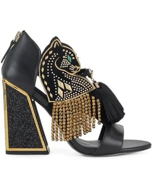 Kat Maconie Aya Panther Panther-Motif Sandals - Black