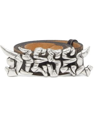 DIESEL グラフィティバックル レザーベルト - ホワイト