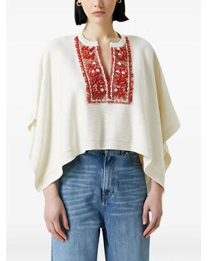 Valentino Garavani Embroidered Cape - White