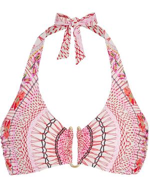 Temperley London Pomegranate Printed Halterneck Bikini Top - Pink