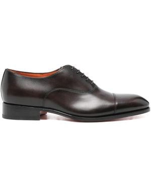 Santoni Leather Oxford Shoes - Brown