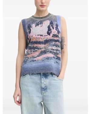 Munthe Abstract-Print Sleeveless Knitwear - Blue