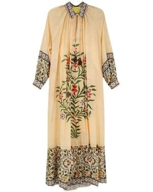 PHILIPPA 1970 Palmira Floral-Print Drawstring Maxi Dress - Metallic