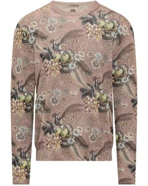 Etro Pegaso Floral Sweater - Grey