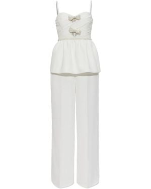 Self-Portrait リボンディテール ジャンプスーツ - ホワイト