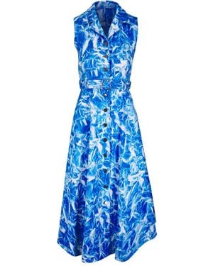 Akris Belted Collared Midi Dress - Blue