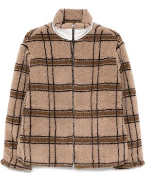 RANRA Karierte Teddy-Jacke - Braun