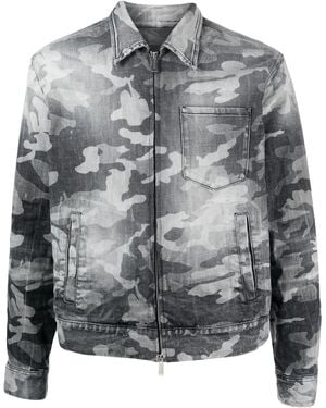 DSquared² Camouflage-Pattern Denim Jacket - Grey