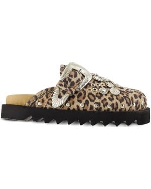 Toga Flache Mules mit Leoparden-Print - Weiß