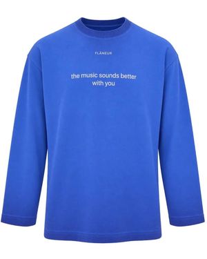 flâneur Camiseta With You De Manga Larga Con Eslogan - Azul