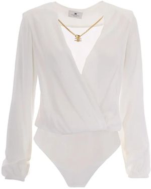 Elisabetta Franchi Body Drapé À Détail De Chaîne - White